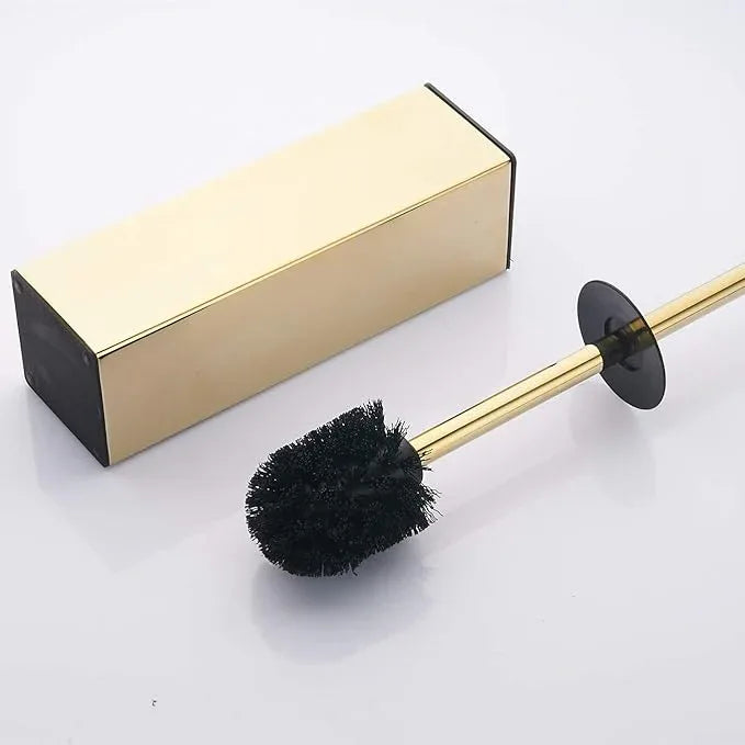 BGL Freestanding Solid Stianless Steel 304 Toilet Bowl Brush and Holder for Bathroom Storage and Organization - Space Saving, Sturdy, Deep Cleaning, Covered Brush (Gold) - ModernBath