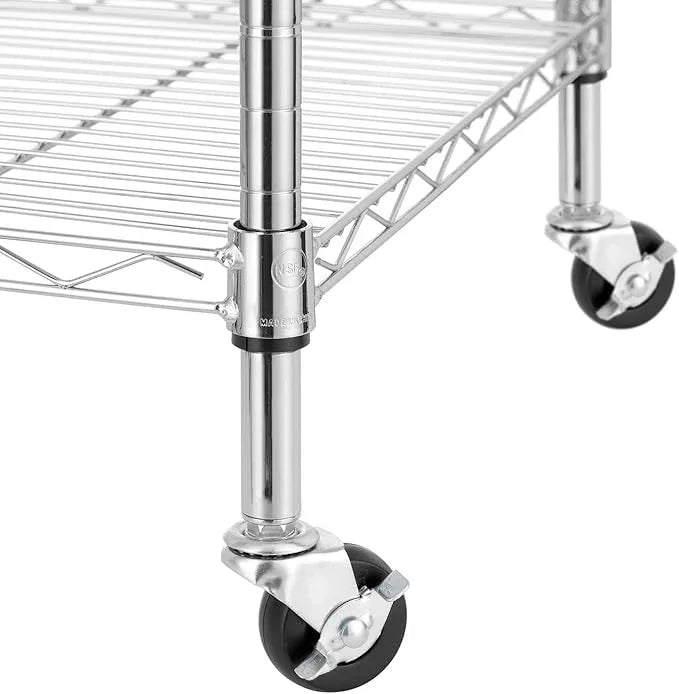 Finnhomy Heavy Duty 6 Tier Wire Shelving Unit with Wheels 18x18x72-inches 6 Shelves Storage Rack Thicken Steel Tube, Adjustable Shelving Rack for Kitchen Bathroom Office, NSF Certified, Chrome - ModernBath