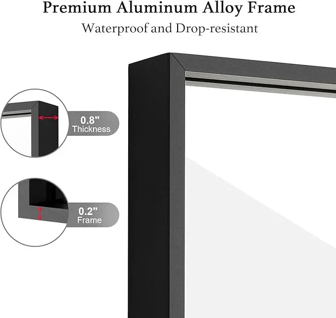 LEDLUX 30x30 Inch Black Bathroom Mirror, Copper-Free Mirror, Aluminum Alloy Frame Vanity Mirror, Rectangle Wall Mounted Mirror, Modern Mirror for Bedroom/Living Room/Porch Horizontal or Vertical - ModernBath