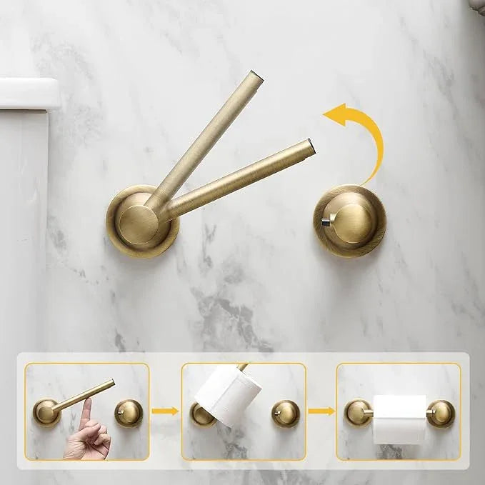 BESy Wall Mounted Toilet Paper Roll Holder Rustproof Tissue Paper Holder Bathroom Flexible Pivoting Handle Toilet Tissue Roll Holder, Antique Brass, Stainless Steel - ModernBath