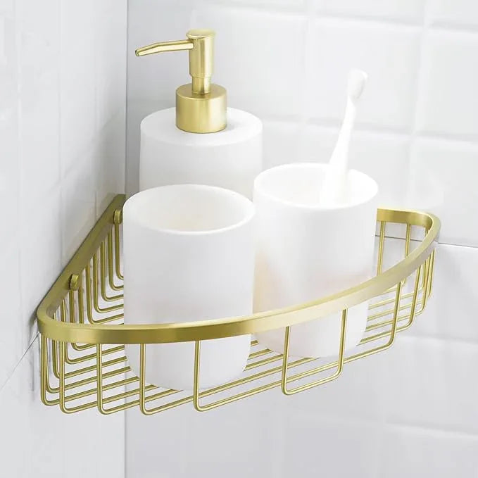 orhemus 304 Stainless Steel Shower Caddy Corner Basket Shelf Bathroom Organizer Wall Mounted Storage, Brushed Gold Brass Finish Heavy Duty - ModernBath