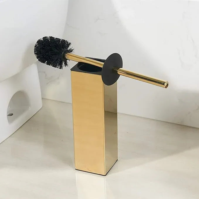 BGL Freestanding Solid Stianless Steel 304 Toilet Bowl Brush and Holder for Bathroom Storage and Organization - Space Saving, Sturdy, Deep Cleaning, Covered Brush (Gold) - ModernBath