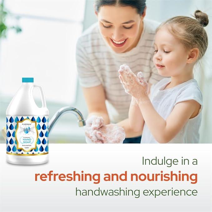 Puremax Foaming Hand Soap Refills with Essential Oils | Rain Drops | Gentle, Moisturizing | Biodegradable Formula | Made in USA | 128 Fl Oz (1 Gallon) | - ModernBath