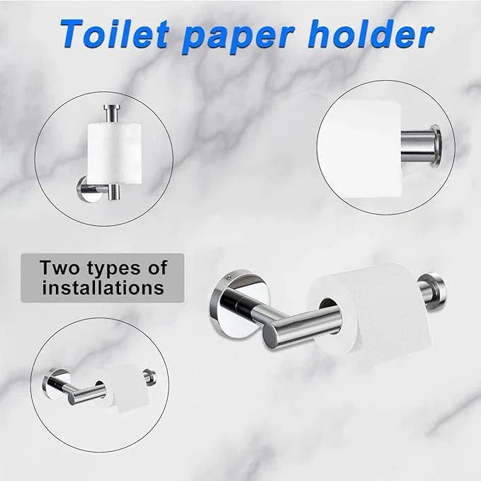 Cilee 10 Piece Chrome Bathroom Hardware Set,2 Pack 5 Piece Bathroom Accessories Set Include 24 inch,16 inch Toilet Paper Holder, Towel bar,Towel Ring,Towel Hook,Stainless Steel Wall Mounted - ModernBath