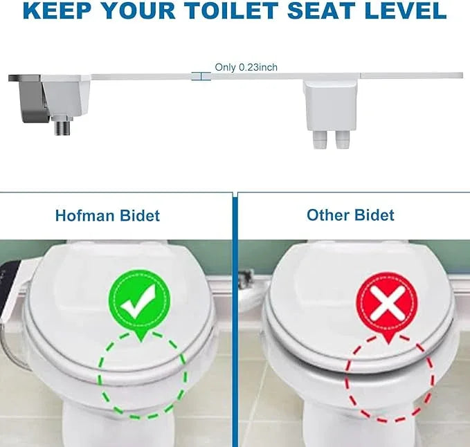 Bidet Attachment for Toilet, Non-Electric Bidet Self-Cleaning Dual Nozzle (Feminine/Rear Wash), Cold Water Bidets Sprayer for Existing Toilets Cover with Adjustable Pressure, Easy to Install, Grey - ModernBath