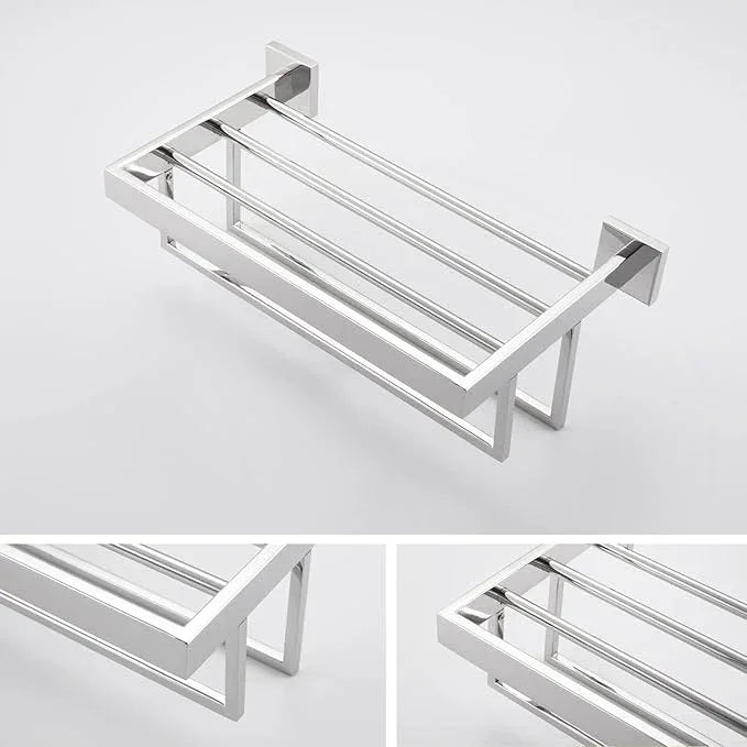 KOKOSIRI Bathroom Towel Shelf 16'' Chrome Towel Rack with Two Bath Towel Bars SUS304 Stainless Steel Wall Mounted, Polished Finish B6003CH-L16 - ModernBath