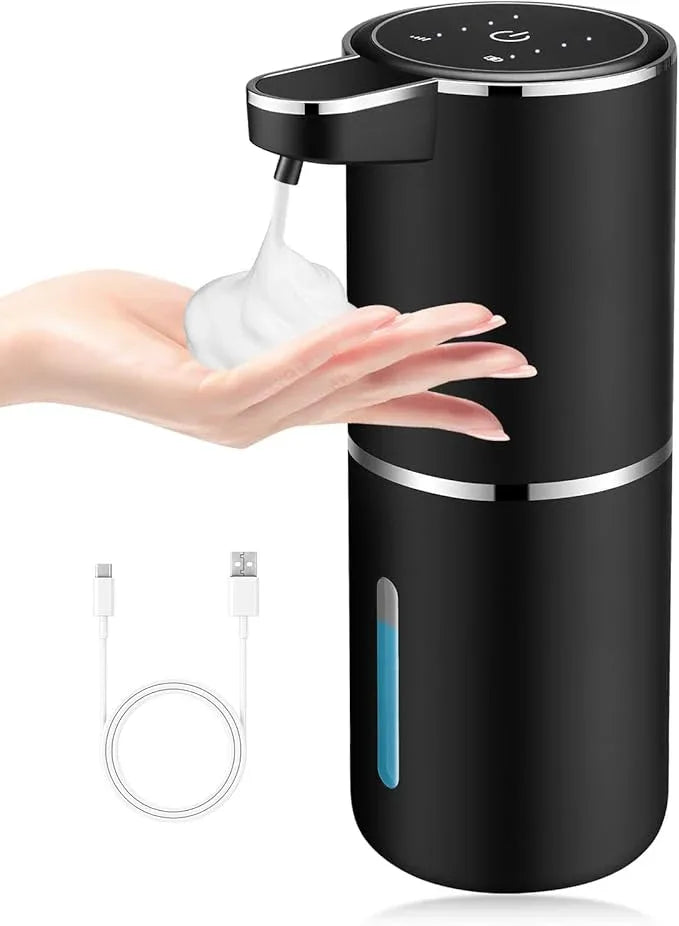 Automatic Foaming Soap Dispenser,Touchless Soap Dispenser with 4 Adjustable Foam Levels,Wall Mounted and USB Rechargeable,12.8oz Large Capacity for Bathroom,Kitchen Sink,Dish Soap(Black) - ModernBath