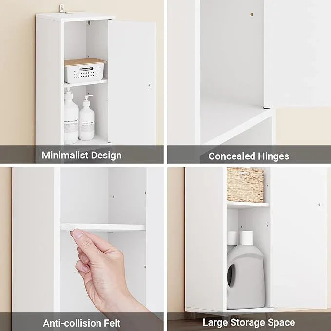 Haotian Narrow Bathroom Storage Cabinet, Tall Slim Cabinet with Adjustable Shelves and Doors, Floor Standing Cupboard for Small Spaces, Bathroom or Laundry Room Organizer, White BZR34-W - ModernBath