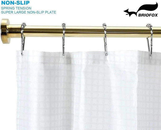 BRIOFOX Spring Tension Curtain Rod 43-73 Inches, Rust-Resistance and Non-Slip Shower Curtain Rod for Window or Bathroom, Gold - ModernBath