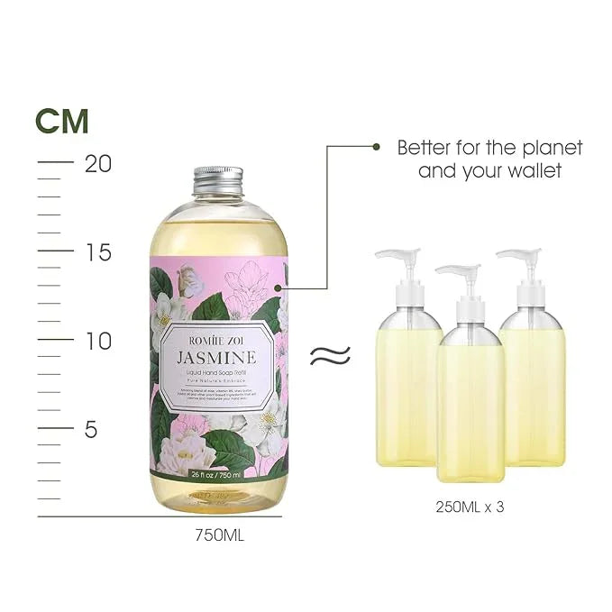 ROMIIE ZOI Liquid Hand Soap Refills Gift Set – Jasmine Scent – 3 x 26Fl Oz Bottles – Plant-Based, Non-Toxic, Gentle & Moisturizing Formula with Essential Oils – for Bathroom, Kitchen & Home Gifting - ModernBath