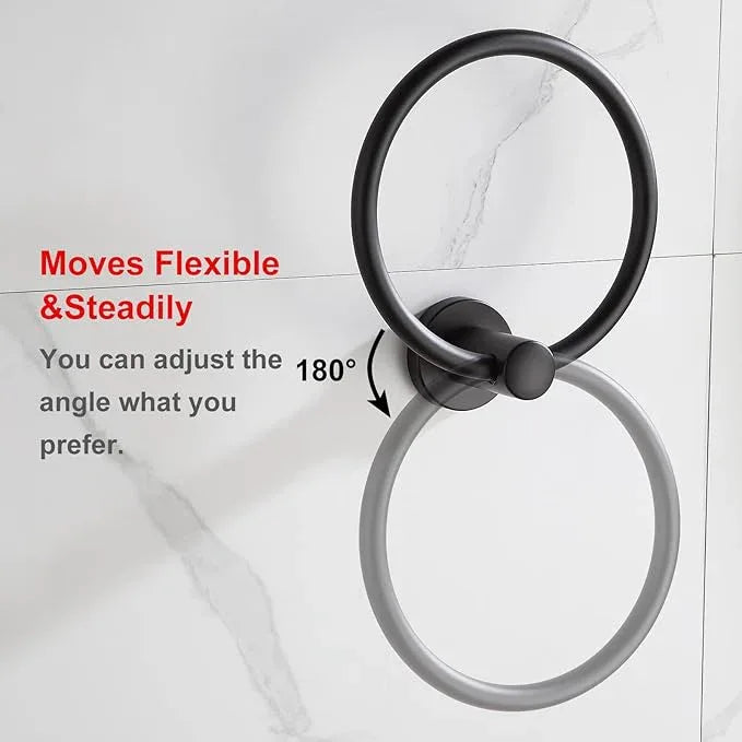 BGL Black Bathroom Towel Holder Black Towel Ring Stainless Steel Towel Ring for Bathroom 2 Pack - ModernBath