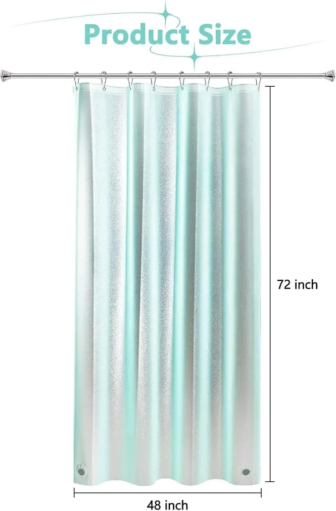 Seenus Teal Glitter PEVA Shower Stall Curtain 48 x 72 inch, Waterproof Plastic Sparkle Shower Curtain Liner with 2 Large Magnets, Dreamy Shimmery Narrow Bathroom Shower Curtain Aqua Green - ModernBath