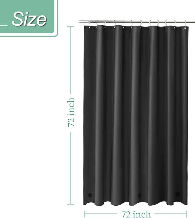 Mrs Awesome Black Shower Curtain Liner with 3 Magnets, 72x72 Premium Flexible Sturdy Plastic Shower Curtain for Bathroom Lightweight & Waterproof, Black - ModernBath