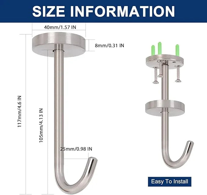 NearMoon Coat Hooks, Wall Mount Hooks for Hanging Hat Hurse Robe, 304 Stainless Steel Heavy Duty Towel Hangers for Bathroom Livingroom Kitchen-Ceiling Hook, 6 Pack (4 Inch, Brushed Nickel) - ModernBath
