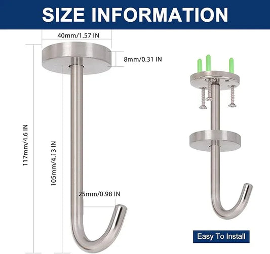 NearMoon Coat Hooks, Wall Mount Hooks for Hanging Hat Hurse Robe, 304 Stainless Steel Heavy Duty Towel Hangers for Bathroom Livingroom Kitchen-Ceiling Hook, 6 Pack (4 Inch, Brushed Nickel) - ModernBath
