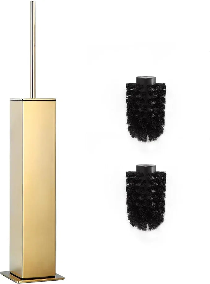 Gold Toilet Brush with Holder 304 Stainless Steel Toilet Bowl Brush, Square Bathroom Cleaner Brush - ModernBath