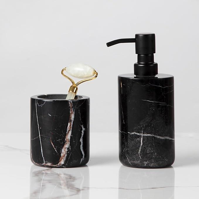 Elegant Black Marble Bath Essentials - Elevate Your Bathroom with Luxurious, Timeless Design,Marble Bath Accessories, Craftsmanship (Soap Pump) - ModernBath