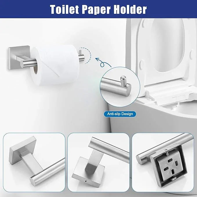 TNOMS Brushed Nickel Towel Bar Set 5 Pieces Brushed Bathroom Hardware Accessories Set,Towel Holder Set for Bathroom SUS304 Stainless Steel Wall-Mounted Towel Holder Set,23.6 Inch - ModernBath