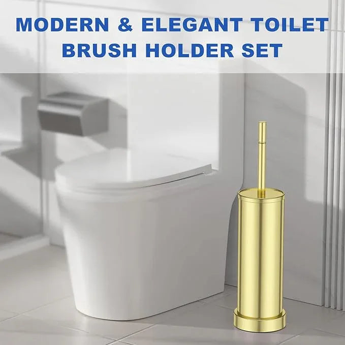 304 Stainless Steel Toilet Brush and Holder Set, Toilet Bowl Brush and Holder, Heavy Duty with Long Handle, Removable Inner Bowl and Splash Protection for Bathroom - ModernBath