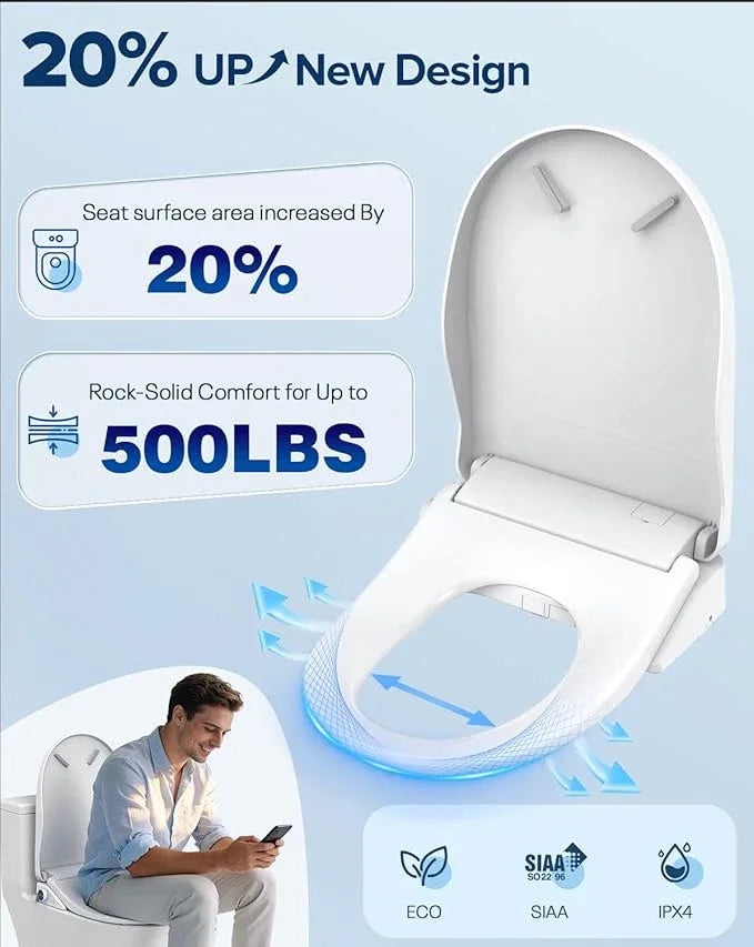 iliD Bidet Toilet Seat, Foam Shield Bidet Seat, Heated Toilet Seat Elongated, Instant Warm Water & Dryer, Front Wash & Rear Wash, User Mode, Remote Control, Self-Clean Nozzle, ECO Silent Night Child - ModernBath