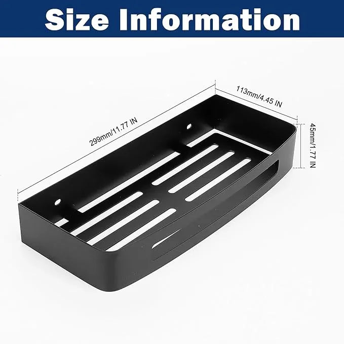 NearMoon Bathroom Shower Caddy 2 Pack, No Drill 304 Stainless Steel Shower Organizer with 2 Hooks (Shower Shelf, Matte Black) - ModernBath