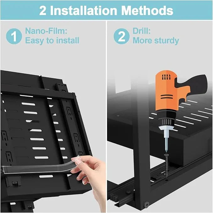 Golener 2-Tier Expandable Pull Out Cabinet Organizer - Pull-Out Drawers for Kitchen Cabinets, 2 Slide Home Storage Organizers, Slide Out Shelves for Base Cabinet Organization in Kitchen, Black Metal - ModernBath