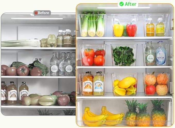 Attelite Clear Plastic Storage Bins,Large 6 Pack Pantry Organizer with Handle,BPA Free Plastic Storage Containers for Fridge,Closet,Bathroom,Under Sink and Kitchen Organization - ModernBath