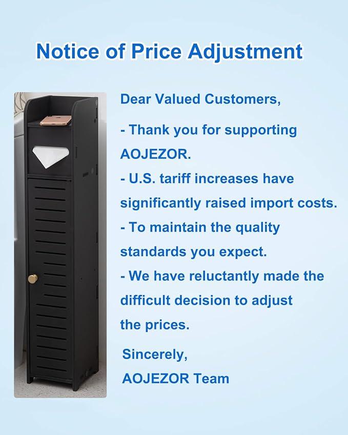 AOJEZOR Small Bathroom Storage Cabinet: Bathroom Toilet Paper Cabinet Fit for Small Roll,Black - ModernBath