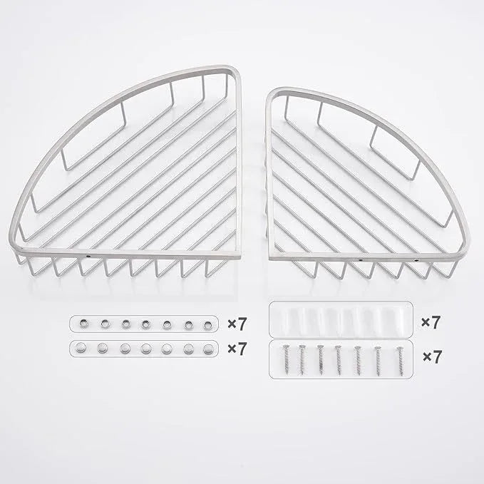 Segistan Corner Shower Caddy Organizer, SUS304 Stainless Steel Heavy Duty Rust-Proof Shelf Shampoo Holder, Wall Mounted Storage Rack for Bathroom Kitchen, 2 Packs Brushed Nickel - ModernBath