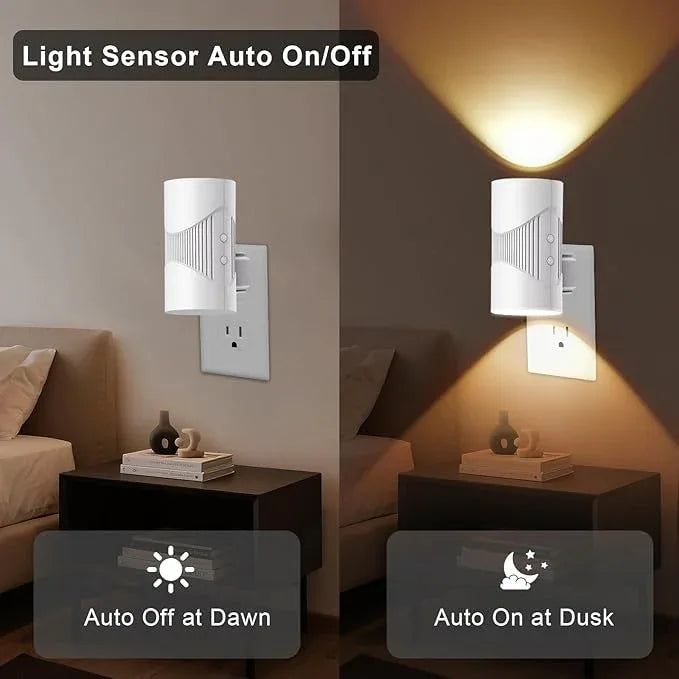 easuntec Night Light, Night Lights Plug into Wall, Warm Led Night Light, Dusk to Dawn Light Sensor, 3 Light Modes, Dimmable Night Lights for Bedroom Bathroom Hallway Kitchen Stairs (White, 2 Pack) - ModernBath