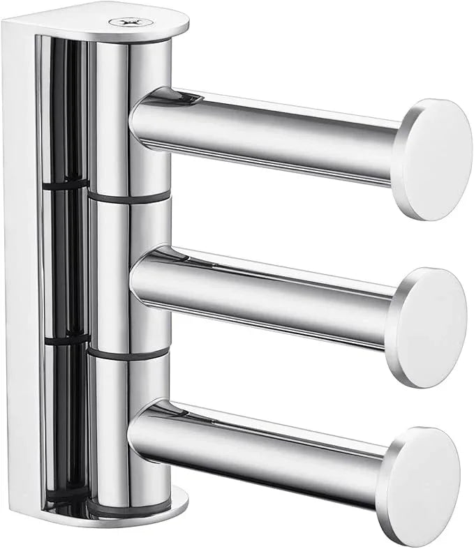 Angle Simple Swivel Hook Polished Chrome, SUS 304 Stainless Steel Bathroom Towel Hook for Wall - ModernBath