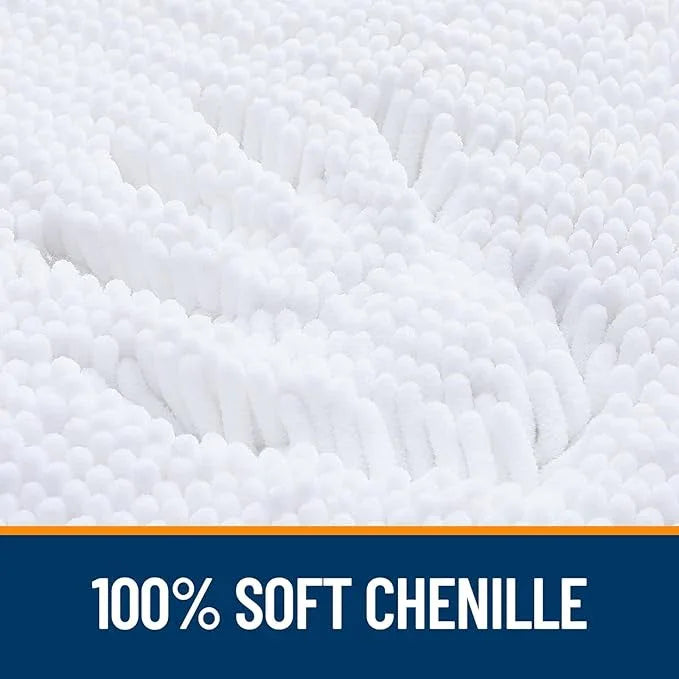 OLANLY Toilet Rugs U-Shaped 24x24, Extra Soft Absorbent Chenille Contour Bathroom Rugs for Toilet, Dry Quickly, Machine Washable, Non-Slip Bath Mat, White - ModernBath