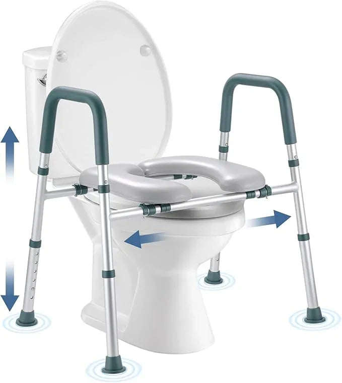 Raised Toilet Seat with Handles, Toilet Seat Riser for Seniors with Adjustable Height & Width, 400lb Cozy Padded Elevated Toilet Seat for Elderly, Handicap and Disabled, Fit Any Toilet - ModernBath