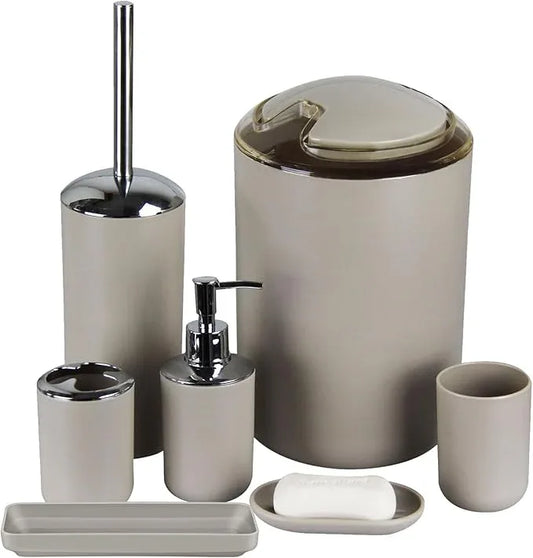 IMAVO Bathroom Accessories Set,Bathroom Set,7 Pieces Bathroom Accessory Set,Tray,Toilet Brush,Trash Can for Bathroom Décor and Housewarming Gifts - ModernBath