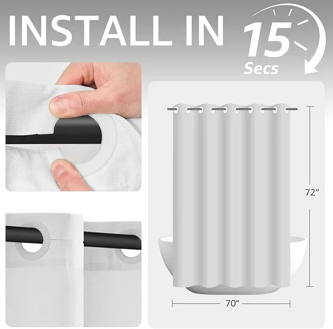 jinchan Hookless Shower Curtain Ombre Cloudy Grey Striped No Hook Shower Curtains for Bathroom Gradual Color Waterproof Fabric Minimalist Design Modern Neutral 70x72 inches - ModernBath