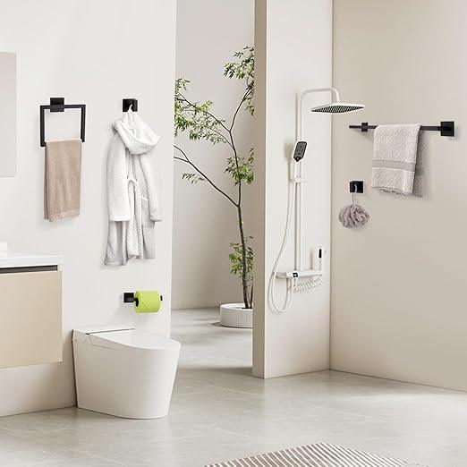 YACVCL Matte Black Towel Bar Set 10-Piece Bathroom Hardware Accessories Set,Black Bathroom Towel Holder Set 23.6 Inch Towel Bar Stainless Steel Wall Mounted Towel Rack Set - ModernBath