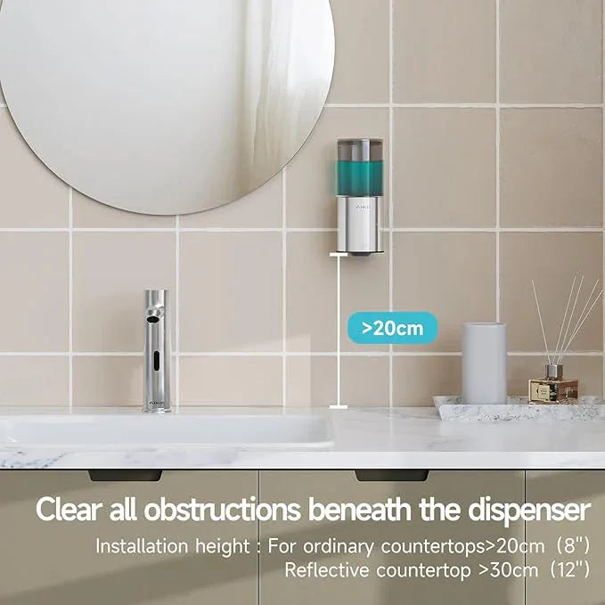 AIKE Automatic Wall Mount Liquid Soap Dispenser for Home and Commercial Bathroom 13.5oz IPX7 Waterproof,Polished Stainless Steel - ModernBath