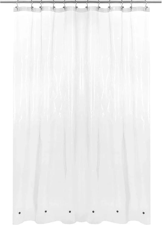Barossa Design Extra Long Shower Curtain or Liner 72x80-6 Magnets on Bottom, PEVA, Waterproof, PVC Free, Metal Grommets - 72 x 80 Inches, Clear - ModernBath