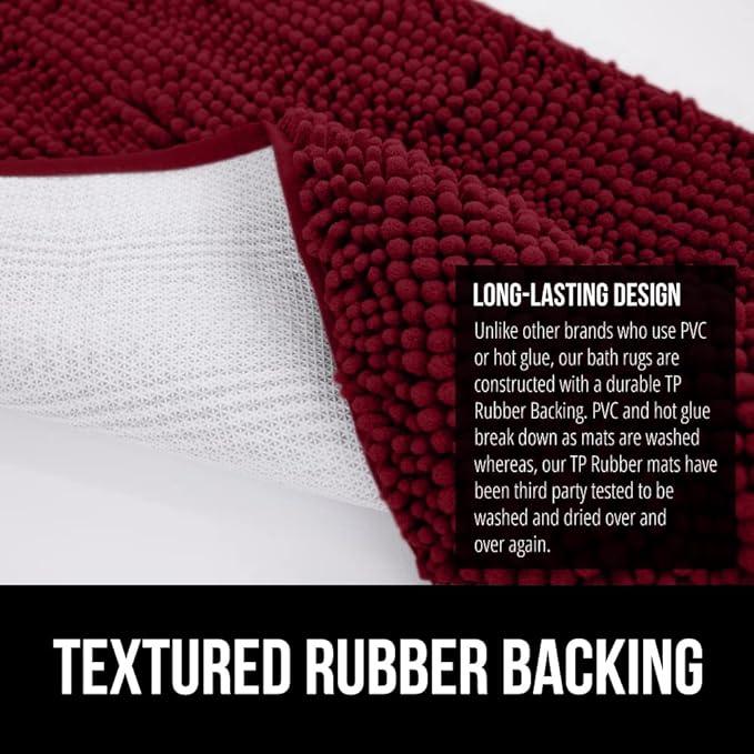 GORILLA GRIP Bathroom Rug Sets, Soft Chenille 2 Piece Area Rugs Set, Toilet Base Mat and 30x20 Carpet, Absorbent Microfiber Washable Mats Dry Quickly, Home Décor and Bath Room Accessories, Burgundy - ModernBath