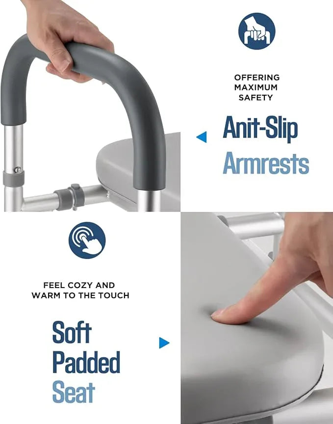 Toilet Seat Riser with Handles, 500lb Raised Toilet Seat, Adjustable Height & Width, Handicap Raised Toilet Chair for Seniors, Fit Any Toilet - ModernBath