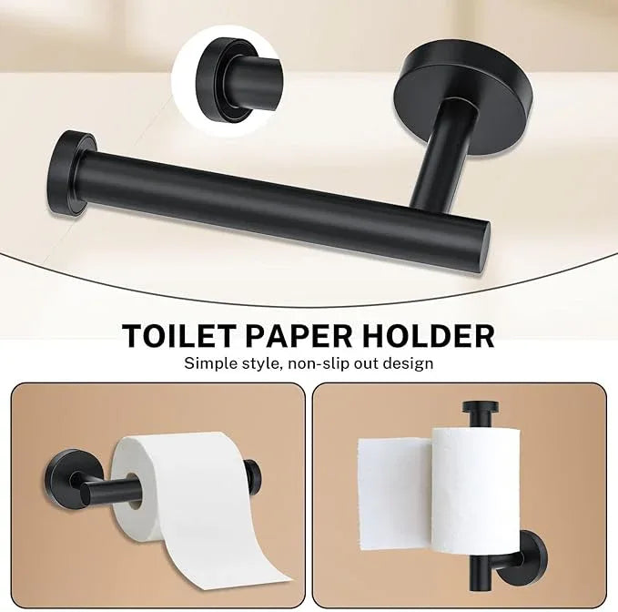 10 Pieces Towel Bar Set Matte Black Bathroom Hardware Set Includes 23.6 Inch Towel Bar,Stainless Steel Towel Holder-Towel Racks Set Wall-Mounted Bathroom Accessory Set - ModernBath