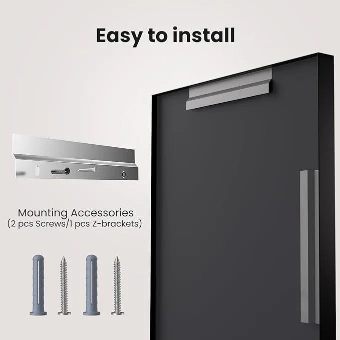 LOAAO Black Bathroom Mirror 28"X32" for Wall, Rectangle Bathroom Vanity Mirror, Hangs Vertically or Horizontally, Easy to Install, Modern Design - ModernBath