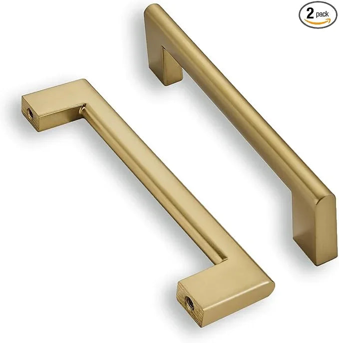 khtumeware 3-3/4 Inch Hole Center 2 Pack,Brushed Brass Cabinet Pulls Heavy Duty Solid Brushed Gold Kitchen Drawer Handle Antique Cabinet Hardware for Bathroom, Drawer, Cabinet - ModernBath