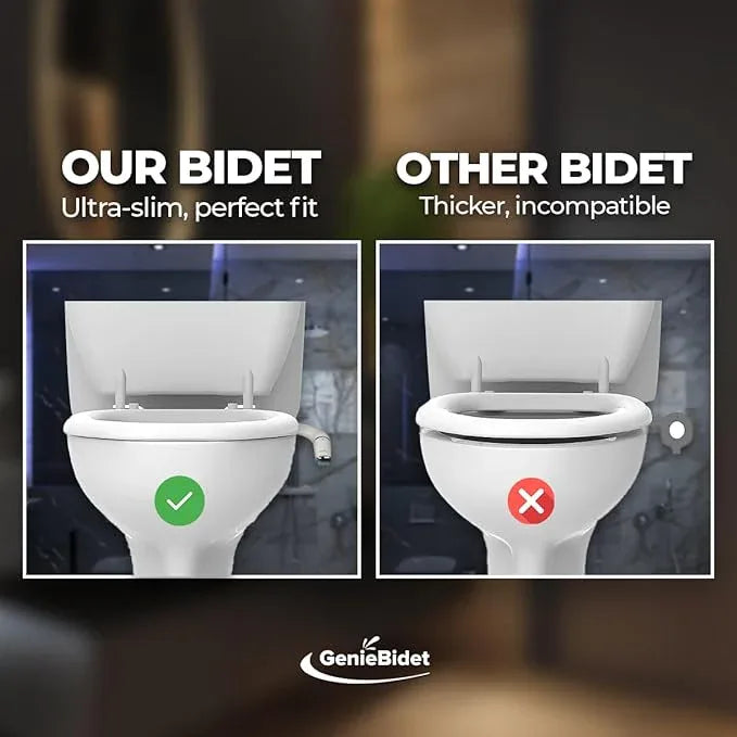 GenieBidet Bidet Attachment for Toilet - Ultra-Slim Left Handed Hygienic Bidet Attachment For Existing Toilets - Bidet Toilet Seat Attachment with Pressure Controls - Travel Bidet Included - ModernBath