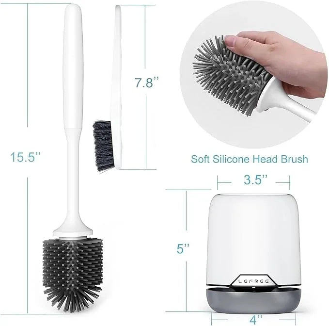 Lefree 2 Pack Silicone Toilet Brush Set with Ventilated Holder, Floor Standing & Wall Mounted Toilet Scrubber - ModernBath