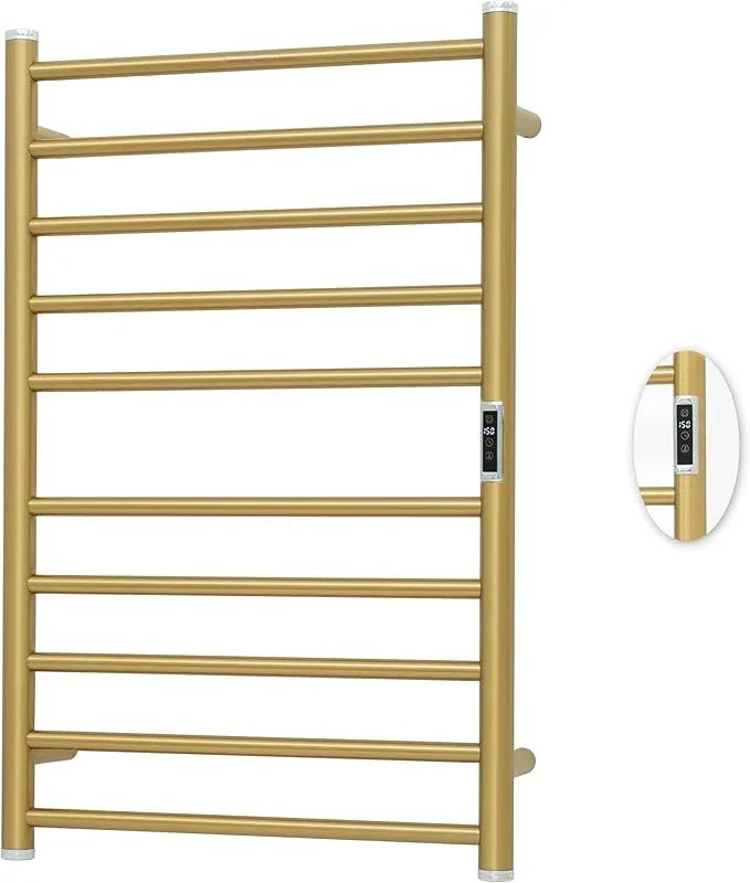 Electric Towel Warmer Rack,Heating Towel Warmer,Timer & Temperature Control,Wall-Mounted Plug-in for Bathroom, Gold,Stainless Steel,10-Bar(31.5x20.08x4.41in) - ModernBath