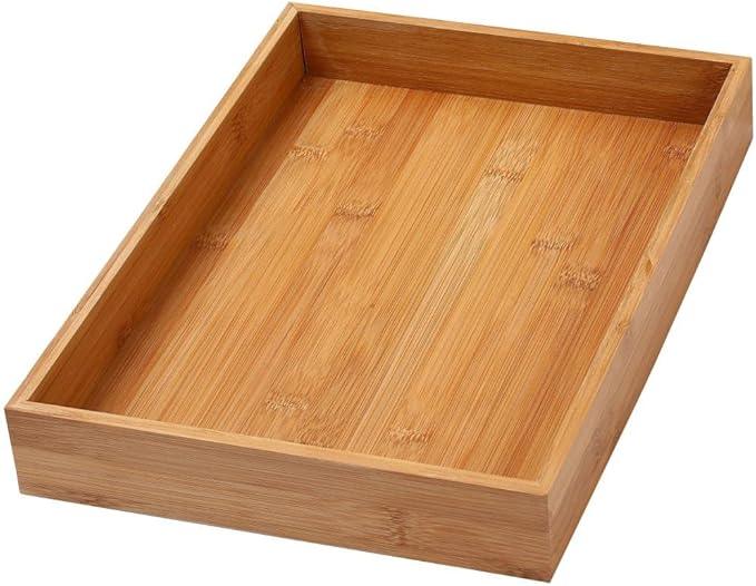 YBM Home Bamboo Drawer Organizer Storage Box for Kitchen Drawer, Junk Drawer, Office, Bedroom, Children Room, Craft, Sewing, and Bathroom, 1 Pack, 10x14x2 - ModernBath