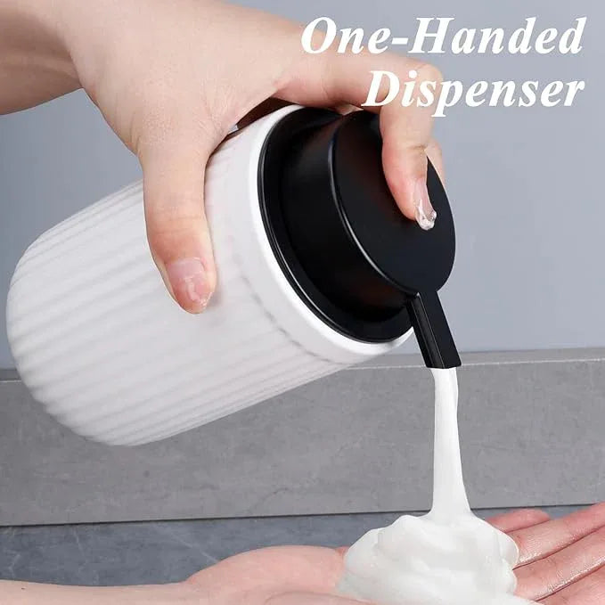 BosilunLife Foam Hand Soap Dispenser - White Ceramic Foaming Soap Dispenser for Bathroom 12oz Refillable Liquid Lotion Soap Dispenser with Rust-Proof foaming Pump for Countertop - ModernBath
