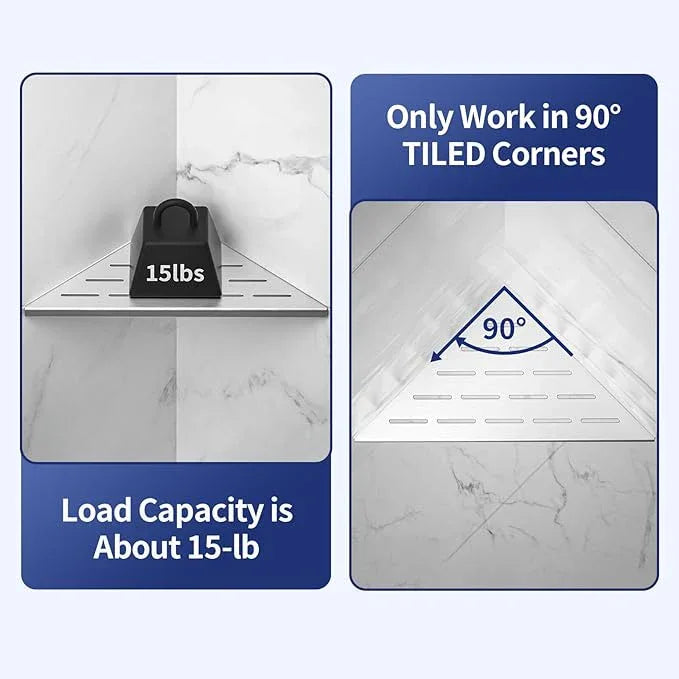 10'' Corner Shower Shelf 2PCS, 304 Stainless Steel Grout in Shelves for Tiled Wall, Recessed Bathroom Shelves, No Drilling Needed (10'', Silver) - ModernBath