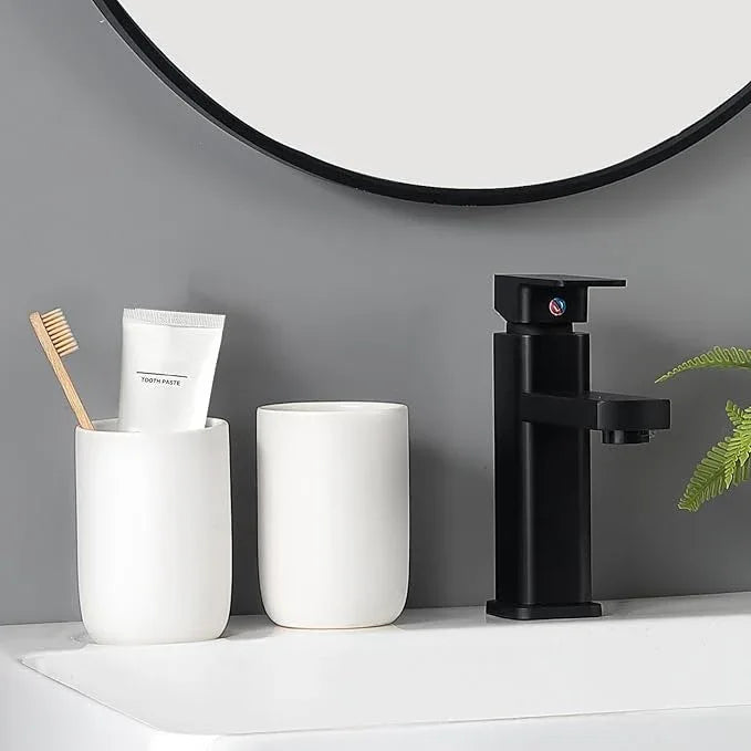 BSDISP Toothbrush Holders for Bathrooms - 1 Cups Ceramic Toothbrush Toothpaste Holders, White Bathroom Tumbler Cups Reusable Toothbrush Mouthwash Cup, Bathroom Counter Organizer. - ModernBath